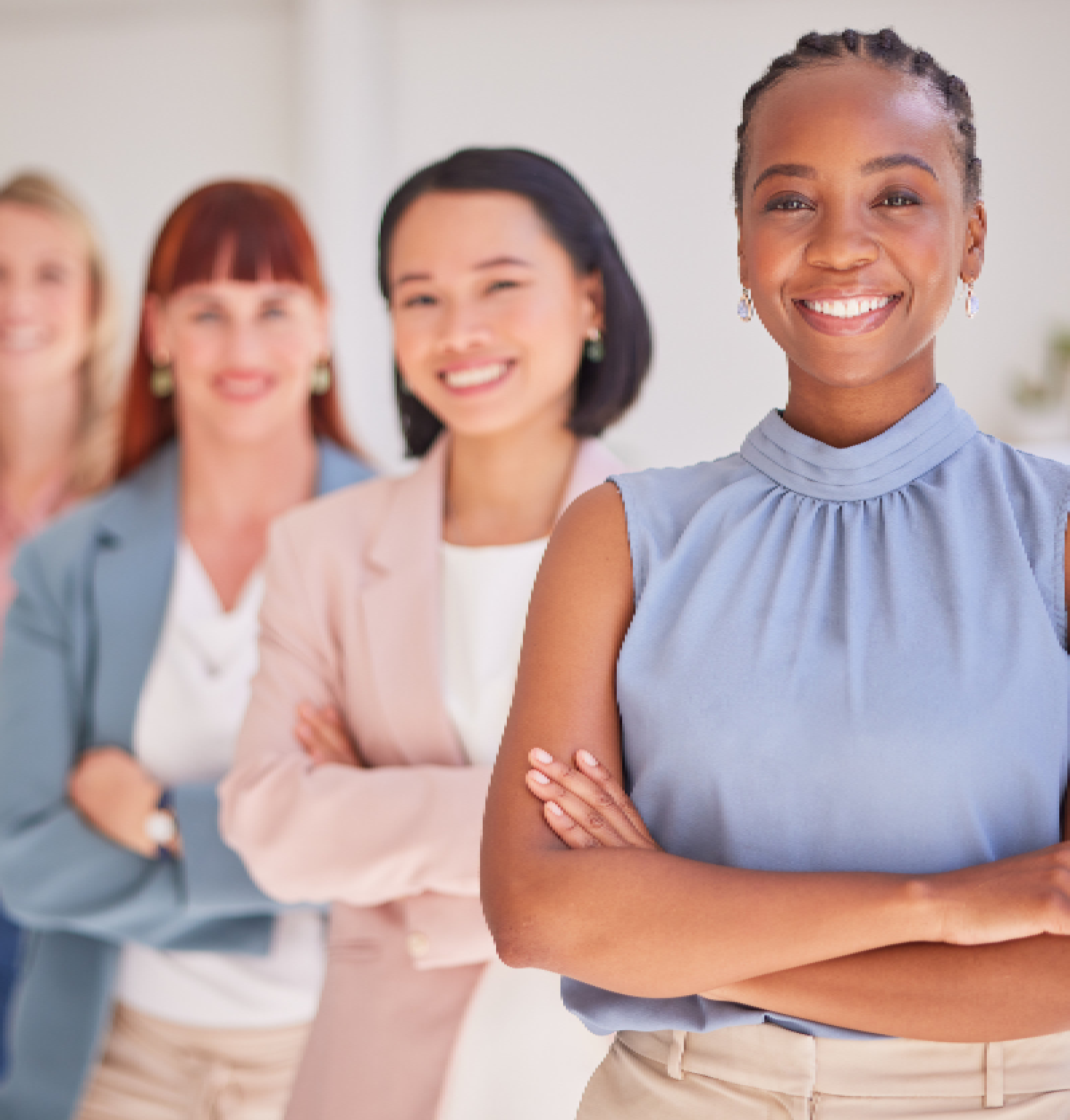 Portrait, diversity or women with smile, leadership or happy together in office Portrait, diversity or women with smile, leadership or happy together in office